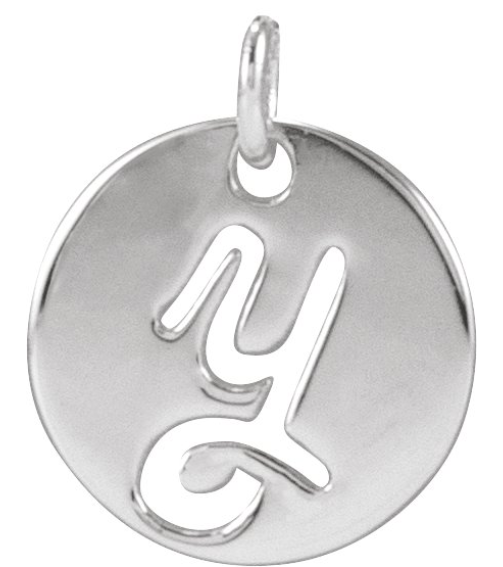 88227 Pendant Platinum Initial Y 9.96 X 9.96 Mm Polished Script Initial Pendant