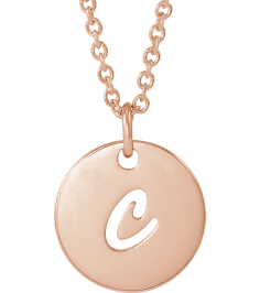 88227 Necklace 14K Rose Initial C 9.97 X 9.97 Mm 16-18 In Polished Script Initial Necklace