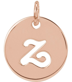 88227 Pendant 14K Rose Initial Z 9.97 X 9.96 Mm Polished Script Initial Pendant