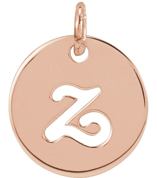 88227 Pendant 14K Rose Initial Z 9.97 X 9.96 Mm Polished Script Initial Pendant