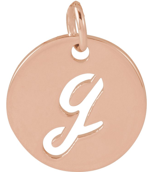 88227 Pendant 14K Rose Initial G 9.97 X 9.97 Mm Polished Script Initial Pendant