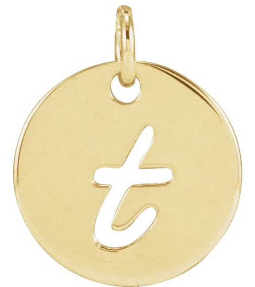 88227 Pendant 14K Yellow Initial T 9.94 X 9.94 Mm Polished Script Initial Pendant
