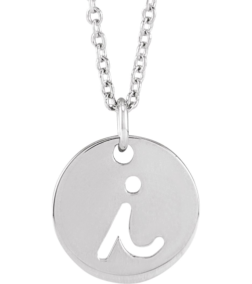 88227 Necklace Platinum Initial I 9.97 X 9.97 Mm 16-18 In Polished Script Initial Necklace