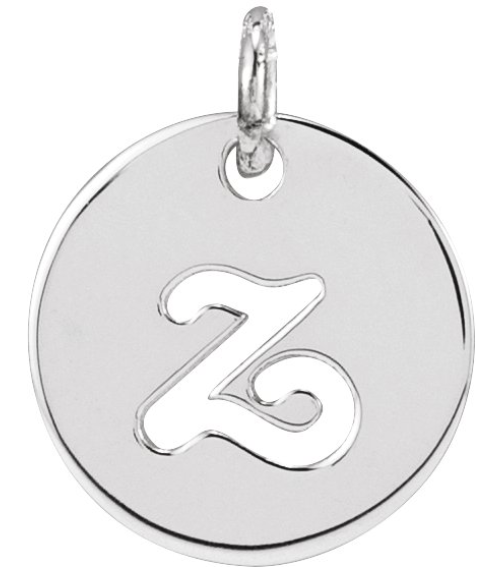 88227 Pendant 14K White Initial Z 9.97 X 9.96 Mm Polished Script Initial Pendant