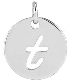 88227 Pendant Sterling Silver Initial T 9.94 X 9.94 Mm Polished Script Initial Pendant