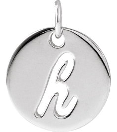 88227 Pendant Platinum Initial H 9.97 X 9.97 Mm Polished Script Initial Pendant