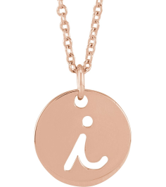 88227 Necklace 14K Rose Initial I 9.97 X 9.97 Mm 16-18 In Polished Script Initial Necklace