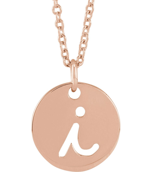 88227 Necklace 14K Rose Initial I 9.97 X 9.97 Mm 16-18 In Polished Script Initial Necklace