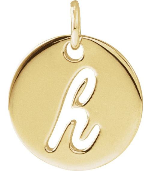 88227 Pendant 14K Yellow Initial H 9.97 X 9.97 Mm Polished Script Initial Pendant