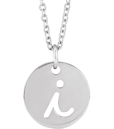 88227 Necklace 14K White Initial I 9.97 X 9.97 Mm 16-18 In Polished Script Initial Necklace
