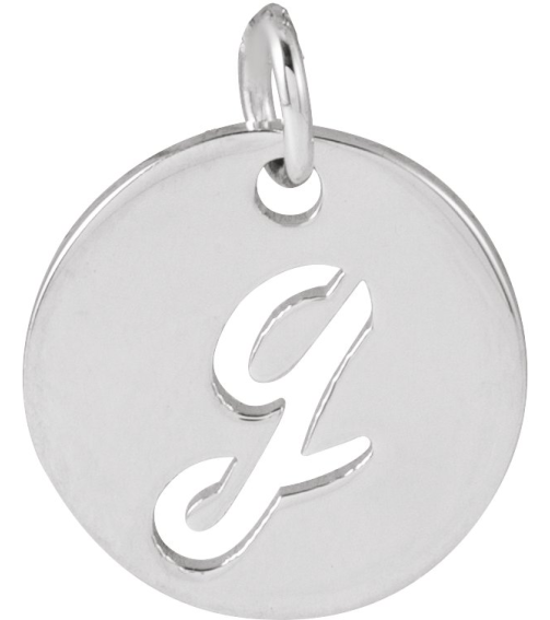 88227 Pendant 14K White Initial G 9.97 X 9.97 Mm Polished Script Initial Pendant