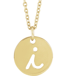 88227 Necklace 14K Yellow Initial I 9.97 X 9.97 Mm 16-18 In Polished Script Initial Necklace