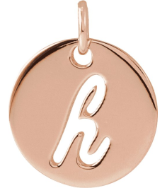 88227 Pendant 14K Rose Initial H 9.97 X 9.97 Mm Polished Script Initial Pendant