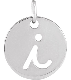 88227 Pendant 14K White Initial I 9.97 X 9.97 Mm Polished Script Initial Pendant
