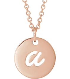 88227 Necklace 14K Rose Initial A 9.97 X 9.97 Mm 16-18 In Polished Script Initial Necklace