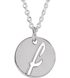 88227 Necklace Platinum Initial F 9.97 X 9.97 Mm 16-18 In Polished Script Initial Necklace