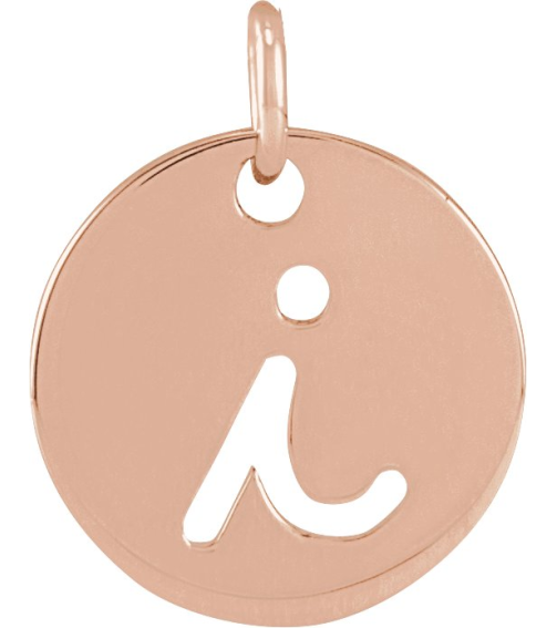 88227 Pendant 14K Rose Initial I 9.97 X 9.97 Mm Polished Script Initial Pendant