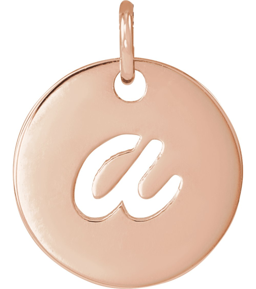 88227 Pendant 14K Rose Initial A 9.97 X 9.97 Mm Polished Script Initial Pendant