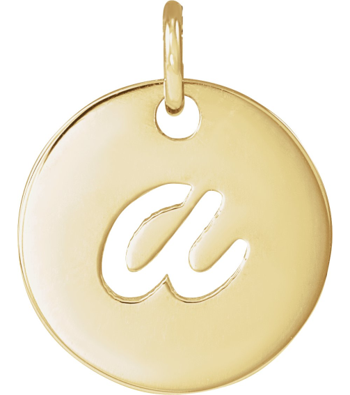 88227 Pendant 14K Yellow Initial A 9.97 X 9.97 Mm Polished Script Initial Pendant