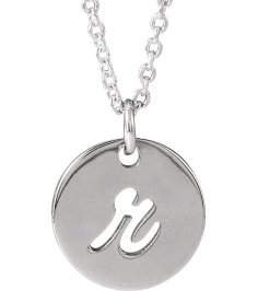 88227 Necklace 14K White Initial R 9.97 X 9.97 Mm 16-18 In Polished Script Initial Necklace
