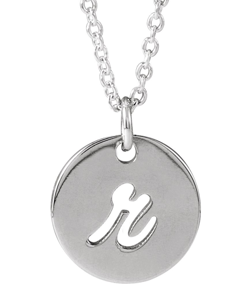 88227 Necklace 14K White Initial R 9.97 X 9.97 Mm 16-18 In Polished Script Initial Necklace