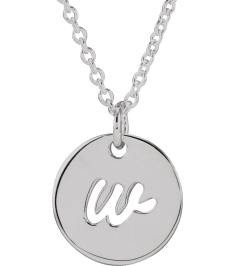88227 Necklace 14K White Initial W 9.94 X 9.95 Mm 16-18 In Polished Script Initial Necklace