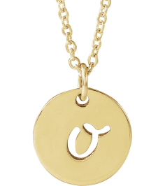 88227 Necklace 14K Yellow Initial O 9.97 X 9.97 Mm 16-18 In Polished Script Initial Necklace
