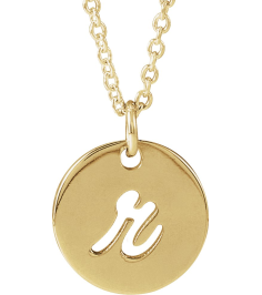 88227 Necklace 14K Yellow Initial R 9.97 X 9.97 Mm 16-18 In Polished Script Initial Necklace