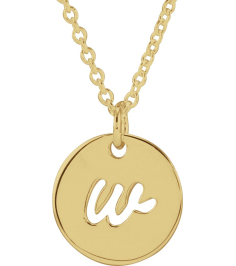 88227 Necklace 14K Yellow Initial W 9.94 X 9.95 Mm 16-18 In Polished Script Initial Necklace