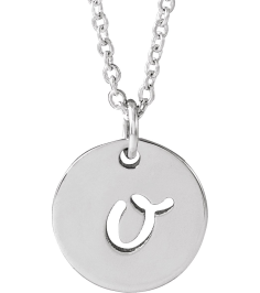 88227 Necklace 14K White Initial O 9.97 X 9.97 Mm 16-18 In Polished Script Initial Necklace