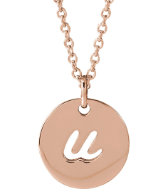88227 Necklace 14K Rose Initial U 9.95 X 9.96 Mm 16-18 In Polished Script Initial Necklace