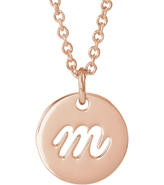 88227 Necklace 14K Rose Initial M 9.97 X 9.97 Mm 16-18 In Polished Script Initial Necklace