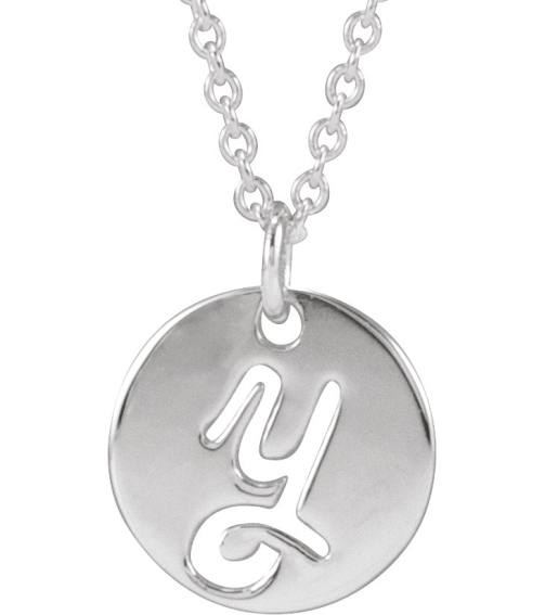88227 Necklace Platinum Initial Y 9.96 X 9.96 Mm 16-18 In Polished Script Initial Necklace