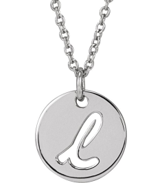 88227 Necklace 14K White Initial L 9.97 X 9.97 Mm 16-18 In Polished Script Initial Necklace