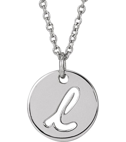 88227 Necklace 14K White Initial L 9.97 X 9.97 Mm 16-18 In Polished Script Initial Necklace