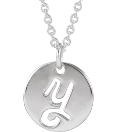 88227 Necklace 14K White Initial Y 9.96 X 9.96 Mm 16-18 In Polished Script Initial Necklace