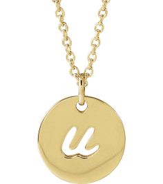 88227 Necklace 14K Yellow Initial U 9.95 X 9.96 Mm 16-18 In Polished Script Initial Necklace