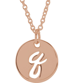 88227 Necklace 14K Rose Initial Q 9.97 X 9.97 Mm 16-18 In Polished Script Initial Necklace