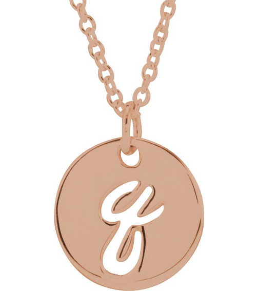88227 Necklace 14K Rose Initial Q 9.97 X 9.97 Mm 16-18 In Polished Script Initial Necklace