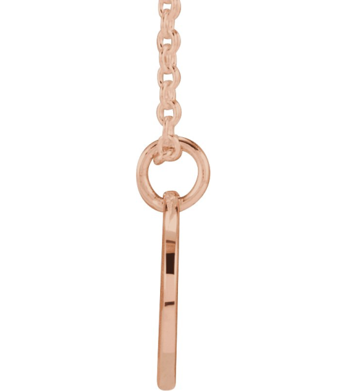 88227 Necklace 14K Rose Initial Q 9.97 X 9.97 Mm 16-18 In Polished Script Initial Necklace