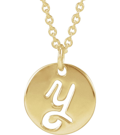 88227 Necklace 14K Yellow Initial Y 9.96 X 9.96 Mm 16-18 In Polished Script Initial Necklace