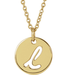 88227 Necklace 14K Yellow Initial L 9.97 X 9.97 Mm 16-18 In Polished Script Initial Necklace