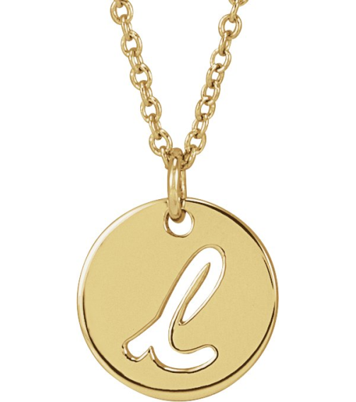88227 Necklace 14K Yellow Initial L 9.97 X 9.97 Mm 16-18 In Polished Script Initial Necklace
