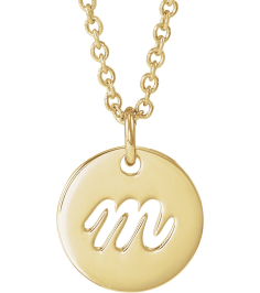 88227 Necklace 14K Yellow Initial M 9.97 X 9.97 Mm 16-18 In Polished Script Initial Necklace