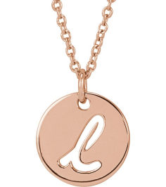 88227 Necklace 14K Rose Initial L 9.97 X 9.97 Mm 16-18 In Polished Script Initial Necklace