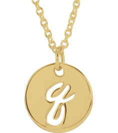88227 Necklace 14K Yellow Initial Q 9.97 X 9.97 Mm 16-18 In Polished Script Initial Necklace
