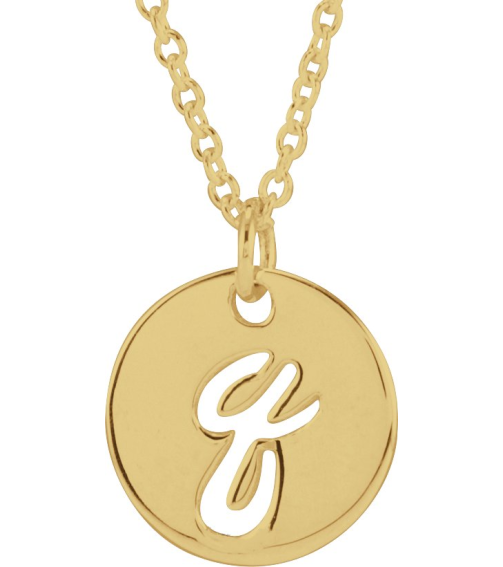 88227 Necklace 14K Yellow Initial Q 9.97 X 9.97 Mm 16-18 In Polished Script Initial Necklace