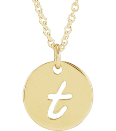 88227 Necklace 14K Yellow Initial T 9.94 X 9.94 Mm 16-18 In Polished Script Initial Necklace