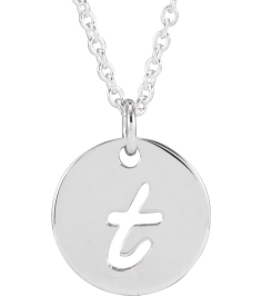 88227 Necklace Platinum Initial T 9.94 X 9.94 Mm 16-18 In Polished Script Initial Necklace