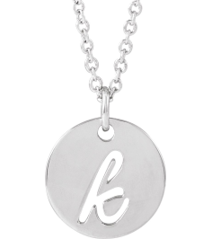 88227 Necklace Platinum Initial K 9.97 X 9.97 Mm 16-18 In Polished Script Initial Necklace